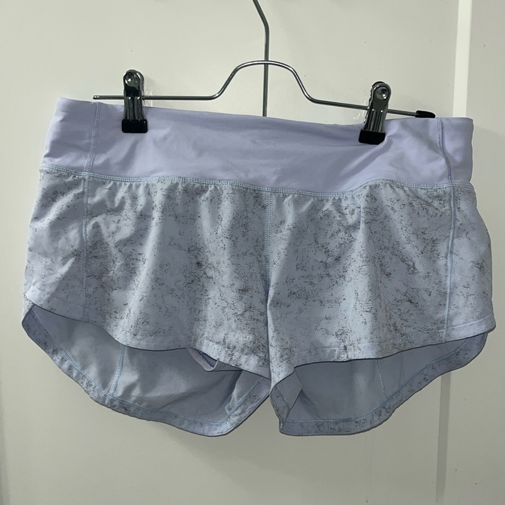 Lululemon light blue speed up shorts size 6